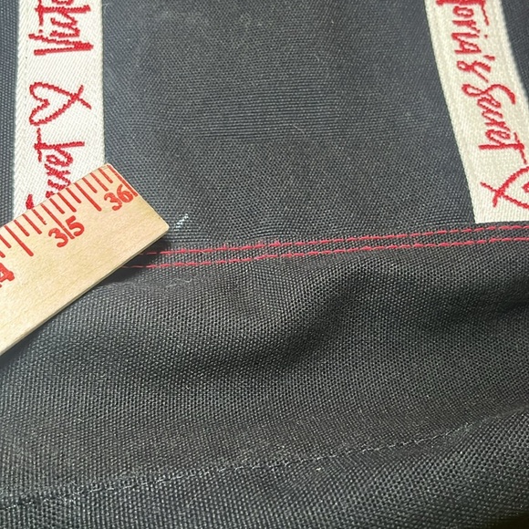 Victoria Secret Black Canvas Tote Bag Classic Large Y2K Pool Bag Travel Utility - Picture 7 of 9